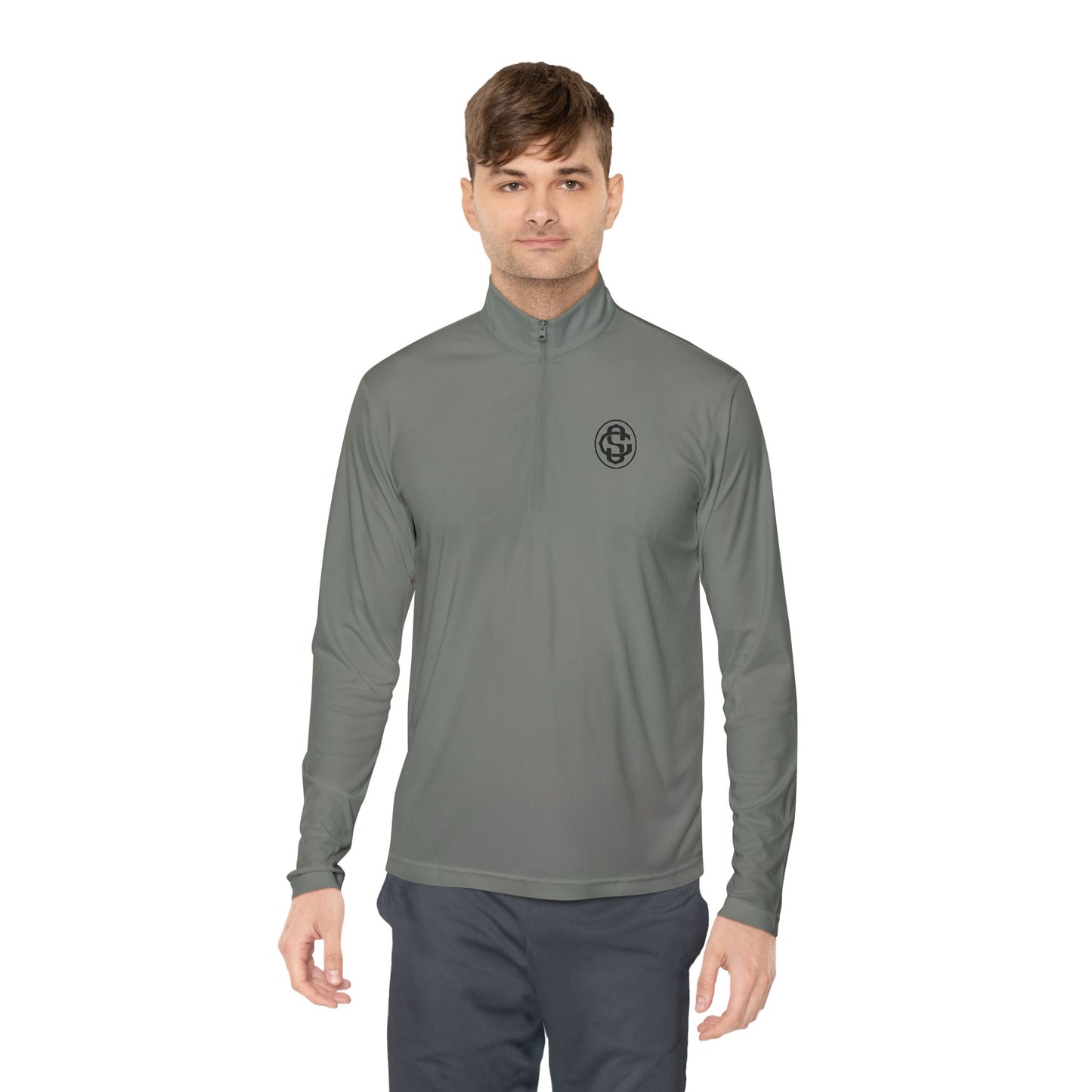 Monogram on 1/4-Zip (Black Logo) - Mens