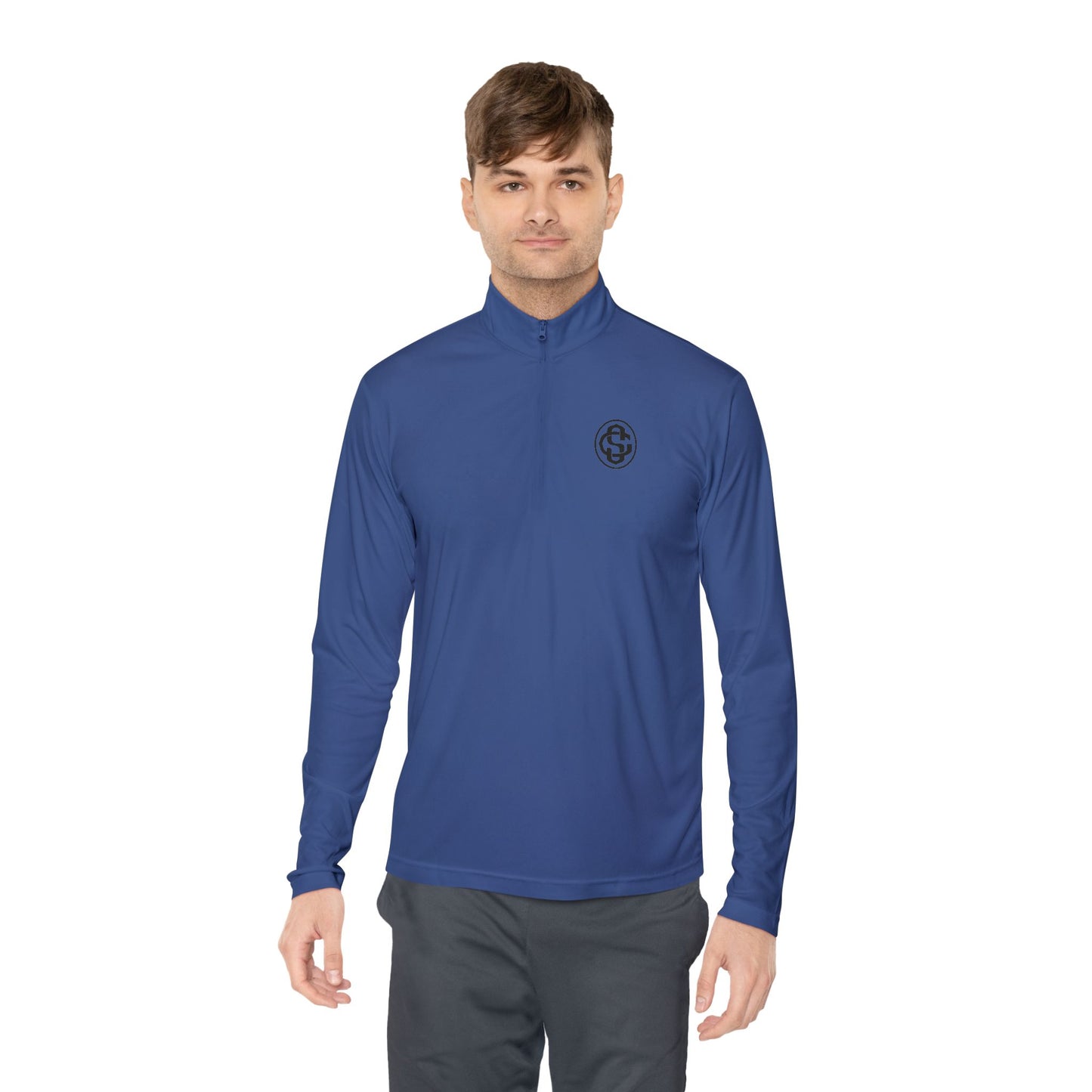 Monogram on 1/4-Zip (Black Logo) - Mens