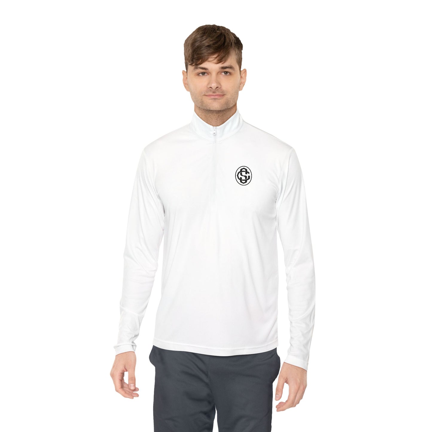Monogram on 1/4-Zip (Black Logo) - Mens