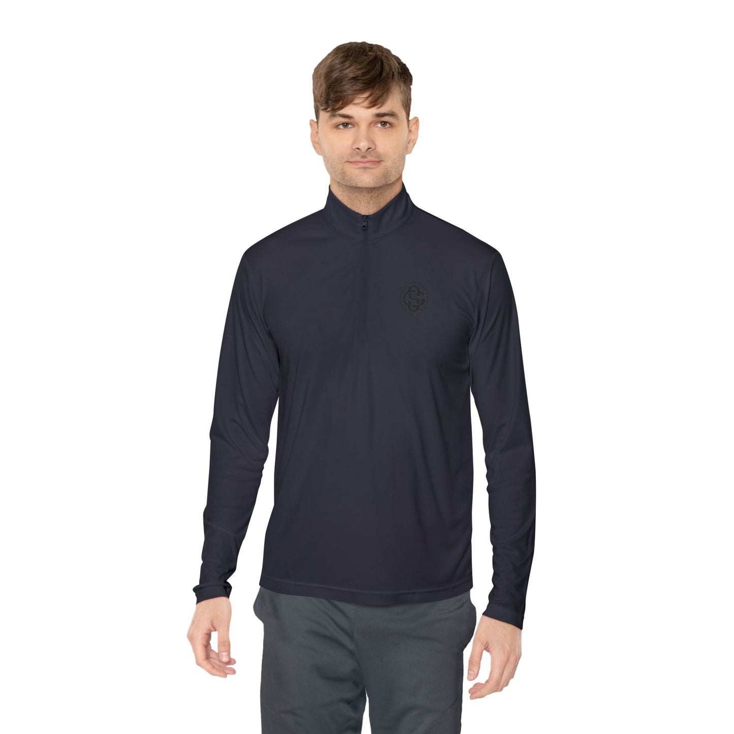 Monogram on 1/4-Zip (Black Logo) - Mens
