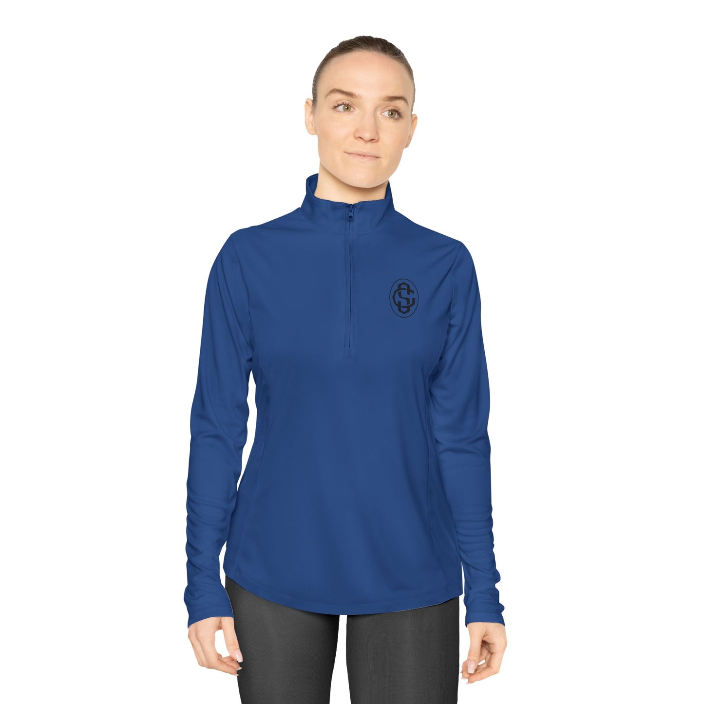 Monogram on 1/4-Zip (Black Logo) - Womens