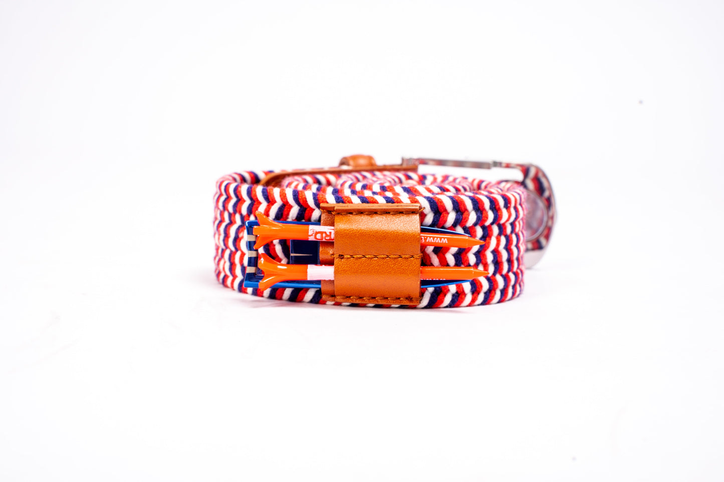 THE BRAIDED BYRD GOLF BELT - Red & White Bluebyrd