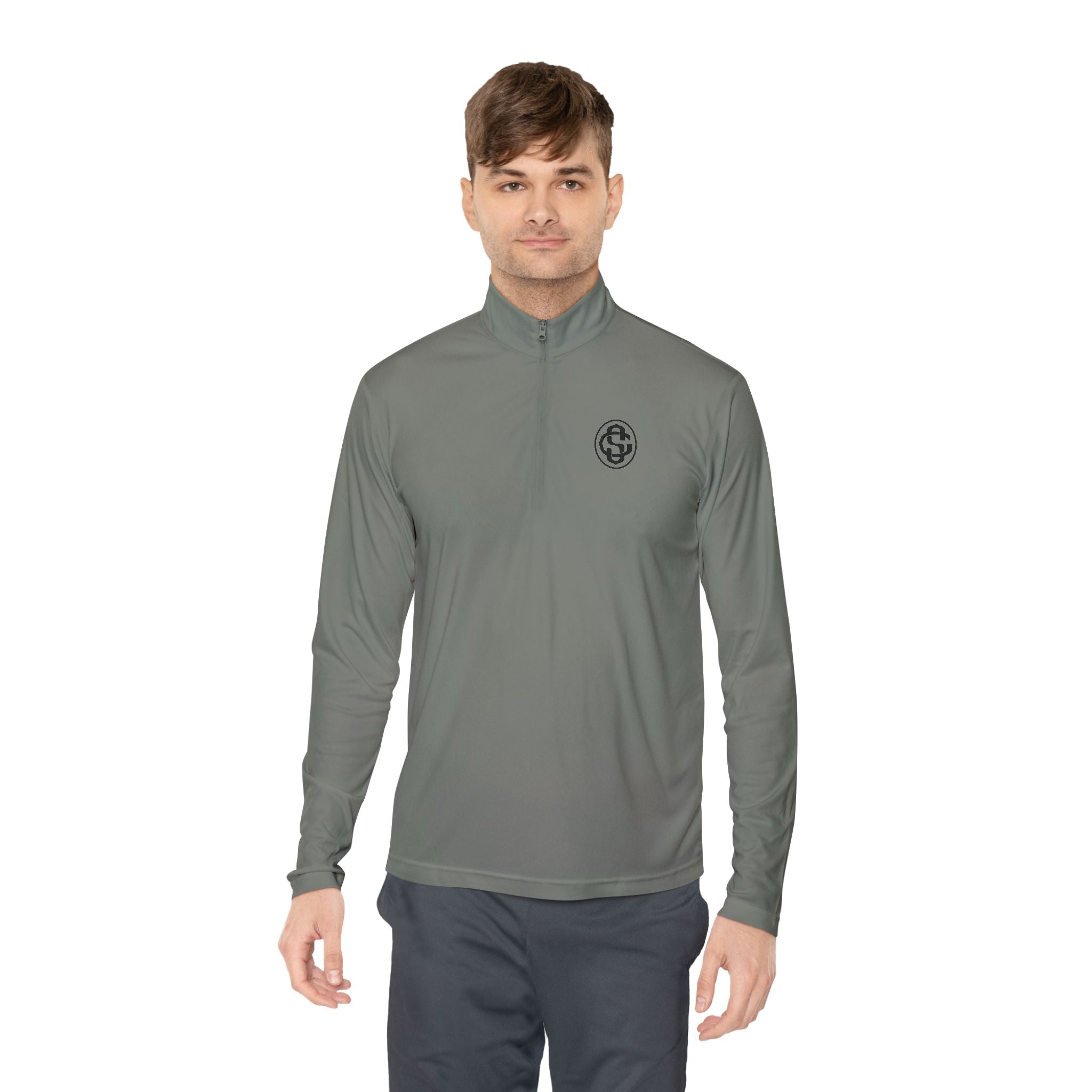Monogram on  1/4-Zip (Black Logo) - Mens