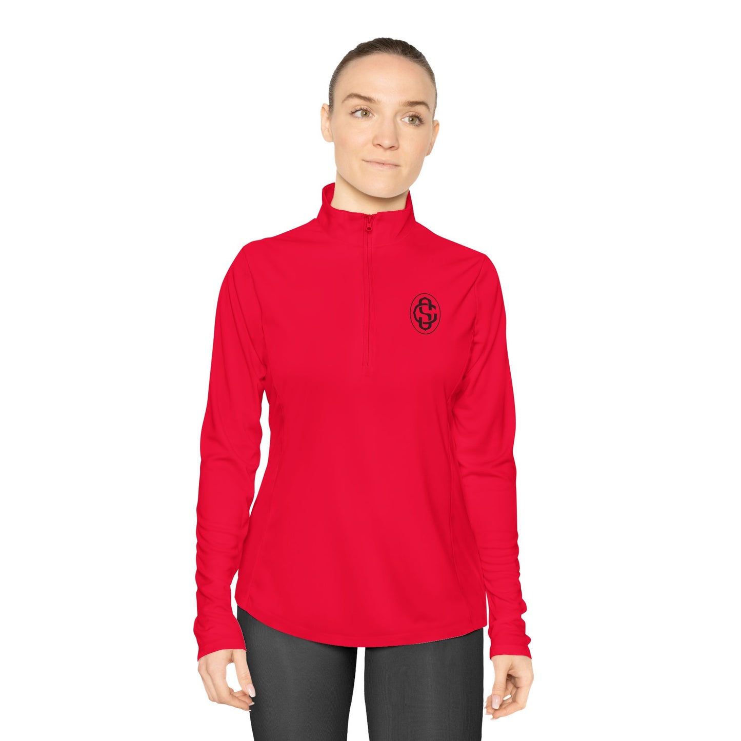 Monogram on 1/4-Zip (Black Logo) - Womens