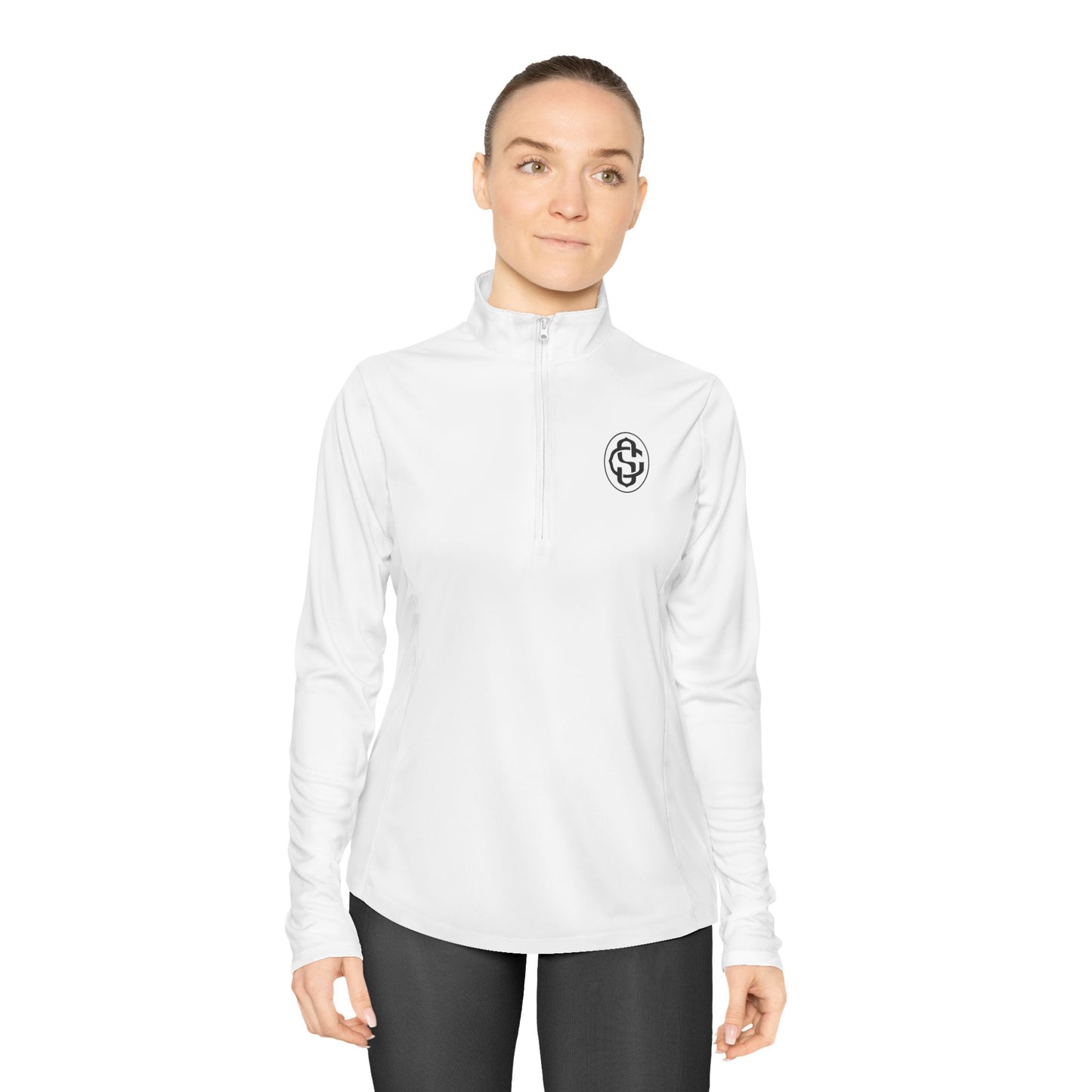 Monogram on 1/4-Zip (Black Logo) - Womens