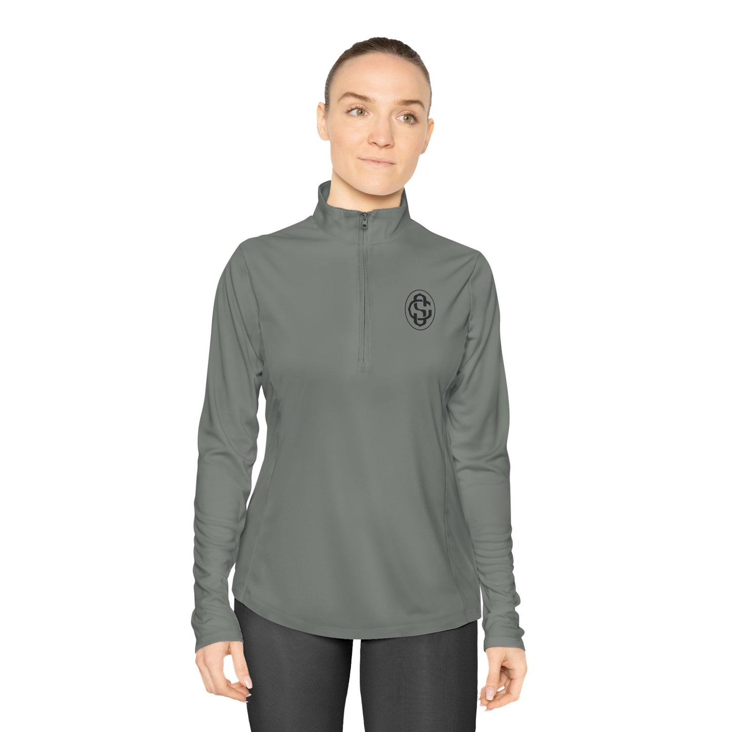 Monogram on 1/4-Zip (Black Logo) - Womens