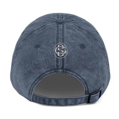 Vintage Embroidered Cap - Bolty on Front / Monogram on Back (White)