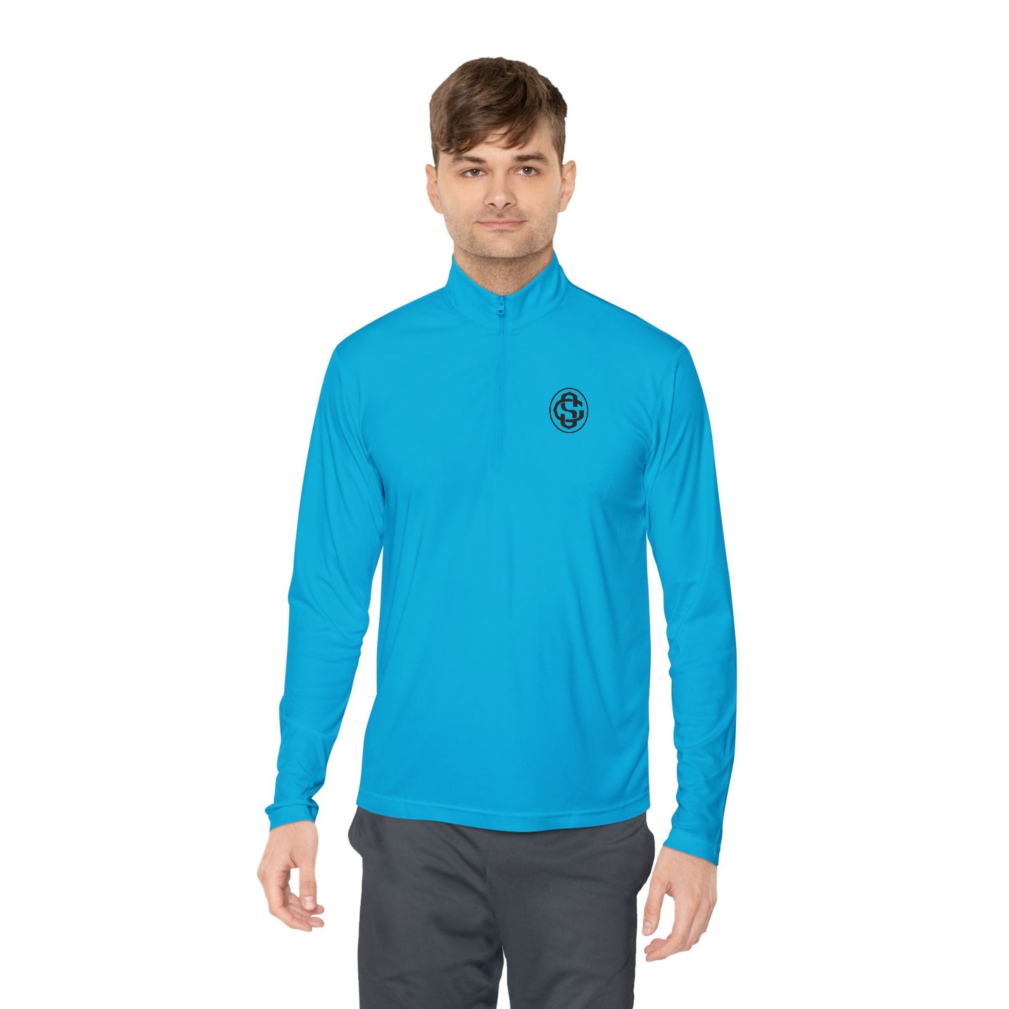 Monogram on  1/4-Zip (Black Logo) - Mens