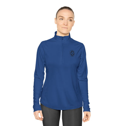 Monogram on 1/4-Zip (Black Logo) - Womens