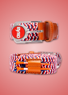 THE BRAIDED BYRD GOLF BELT - Red & White Bluebyrd